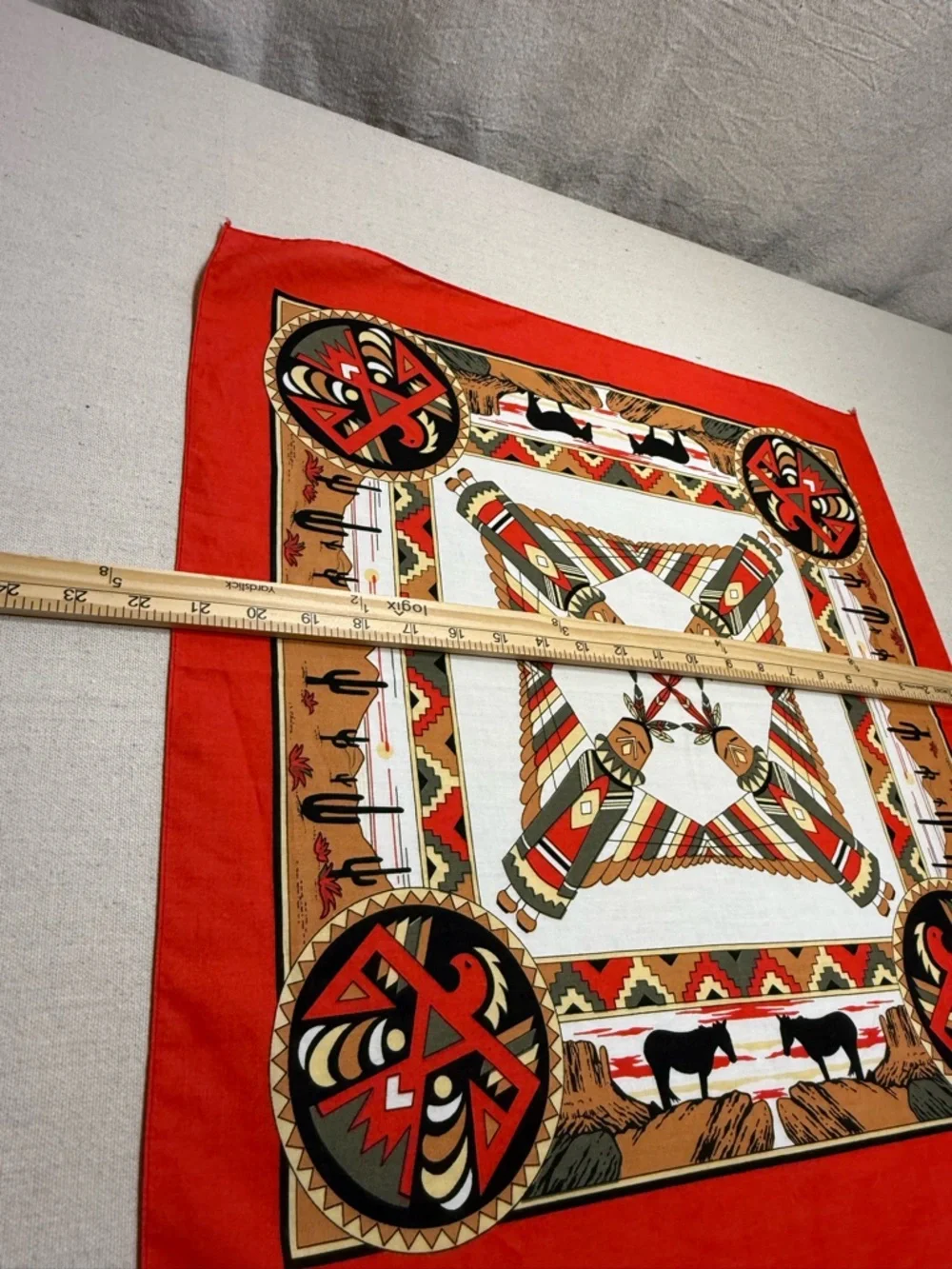 Southwestern Print Bandana Scarf - Red, Black, Tan